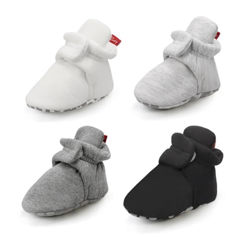 Baby Boys Girls Booties Non Skid Soft Sock Cotton Boots Infant Slippers Newborn First Walker Crib Shoes Black 13CM2