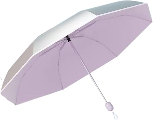 CNfhFRY paraguas, Paraguas de viaje resistente al viento, protección ultravioleta titanio plateado 8 varillas, unisex(Purple)