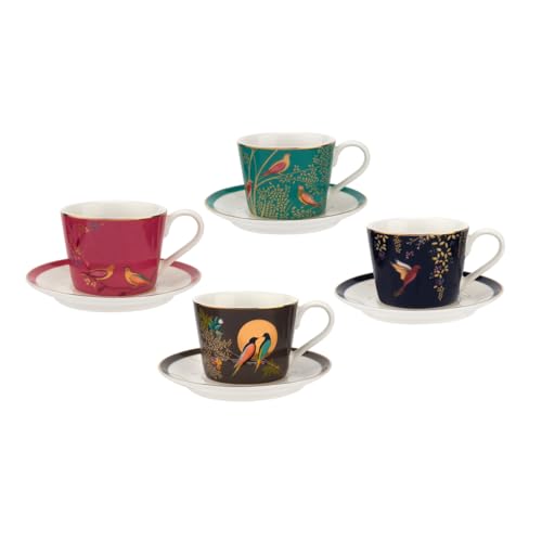 Sara Miller SMC79194-XG London Chelsea Collection - Set di 4 tazze da caffè e piattini in porcellana, 118 ml