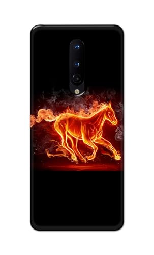 Image of PRINTFIDAA Printed Hard Back Cover Case for OnePlus 8 Back Cover (Fiery Horse) -112