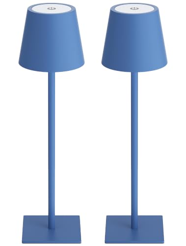 Image of Kakanuo Cordless Rechargeable Table Lamp Navy 5000mAh Battery Operated Lamps, 3 Colors Stepless Dimming Touch Lamp for Living Room, Kitchen Counter, Dining, Outdoor Patio, 2 Pack