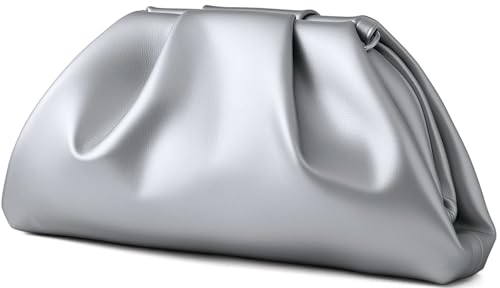 Image of Women's Woven Evening Bag Ruched Dumpling Clutch Purse Detachable Chain Crossbody Bag