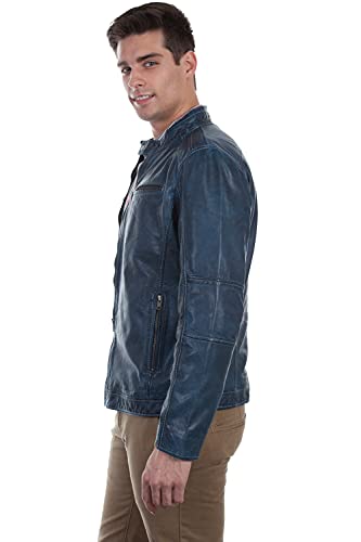 Scully Men's Blue Denim Lambskin Leather Trench Coat M4