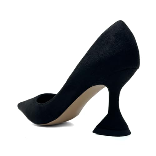 Women’s Dressy Pumps Horn Mid Heels Pointed Toe Slip On Shoes Prom Working Office Size 4-16 US4