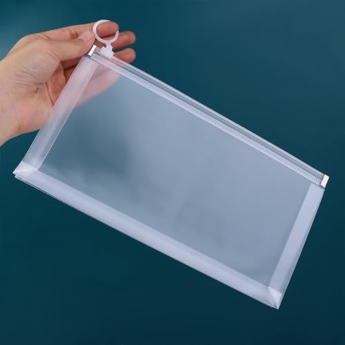 Image of Clear Zippered Pouches, Transparent Travel Document Organizer Bags, Transparent Presentation File Folder, Multipurpose Storage for Toiletry and Small Items, Set of 3