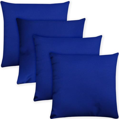 Covers & All Premium Square Throw Pillow Inserts with Covers Set of 4, 24 x 24 Inches Blue, Decorative Cushions for Couch Sofa Home Decor Office Travel UV Resistant Waterproof Soft Cushions Pillows