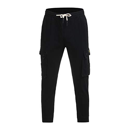 Mens Wild Cargo Pants Relaxed Fit Casual Cargo Work Pants,Cotton Cargo Trousers (Black, US:35)