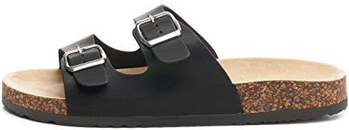 Alpine Swiss Mens Double Strap Casual Slides Flat Sandals BLK US 9 | Image 1