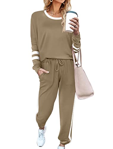 Image of Aloodor Sweatsuit for Women 2 Piece Outfits for Womens Crewneck Sweatshirts Pullover
