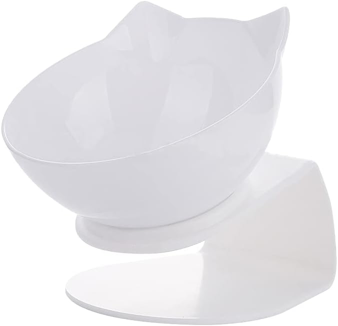 Weesama Cat Bowls, Cat Food Bowls Elevated Double Cat Bowls with 15°Tilted Raised Bowls, Pet Bowls Funny Cat Bowl for Small Cat and…
