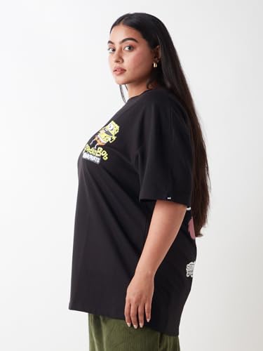 Image of Bewakoof Women's Cotton Graphic Print Oversized Fit T-Shirt