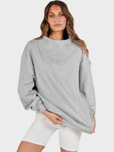 Image of ANRABESS Womens Oversized Sweatshirts Mock Neck Pullover