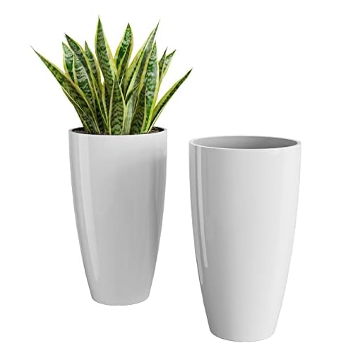 QCQHDU 21 inch Tall Planters for Indoor & Outdoor Plants, 2 Pack Sturdy Plant Flower Pots Modern Decor for Front Porch Patio Deck Living Room