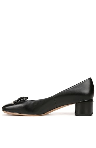 Franco Sarto Womens Natalia Square Toe Block Heel Pumps with Bow Black Leather 8.5 M