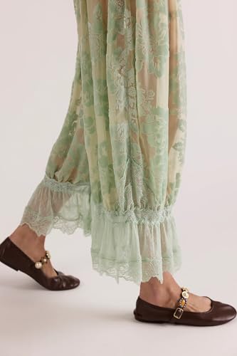 Image of UAURORAO Women Lace Trim Bloomer Pants Flowy Culottes Pantaloons Bloomers