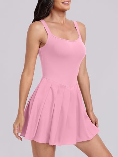 Image of ANRABESS Women's Tennis Athletic Pleated Summer Mini Dress 2026 Golf Workout Build in Shorts Casual Romper Short Sundress