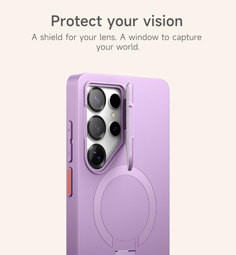 Image of SURITCH for Samsung Galaxy S25 Ultra Phone Case, Magnetic Shockproof Bumper Case Slim Protective Cover with Camera Cover & Adjustable Metal Kickstand for Galaxy S25 Ultra (2025)-Taro Purple