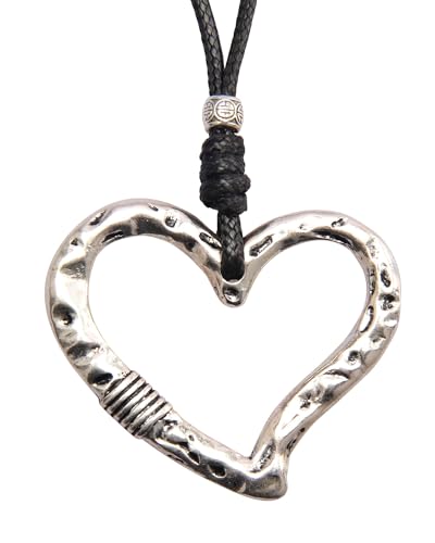 Bijoux faux cuir style boho pendentif vintage coeur pour offrir