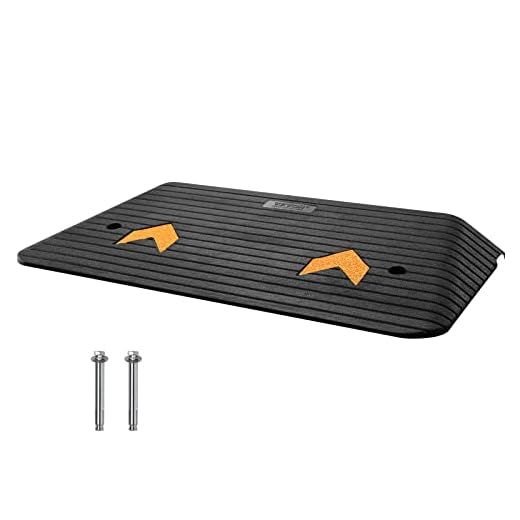 VEVOR 3" Rise Recycled Rubber Threshold Ramp for Wheelchairs & Scooters - Non-Slip Surface, 33069 Lbs Load Capacity