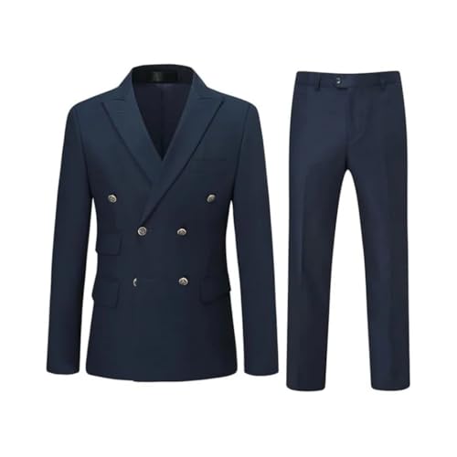 Men's 2 Piece Double Breasted Lace Lapel Wedding Business Ceremony Blazer and Suit3