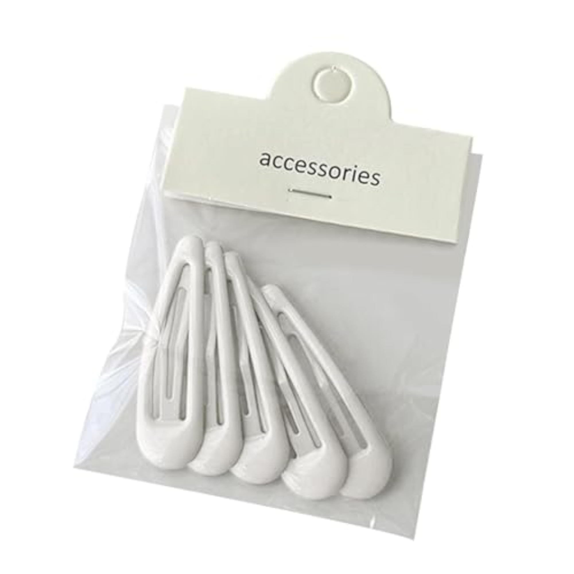 5pc Simple White Snap Hair Clips Set for Girls & Women