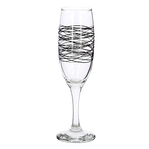 Réception - Lot de 6 Flûtes à Champagne Serpentin Noir 22 cl