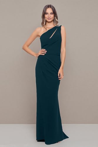 Image of Betsy & Adam Women's Women's Floor-Length, One-Shoulder Dress with Side Ruched Detail