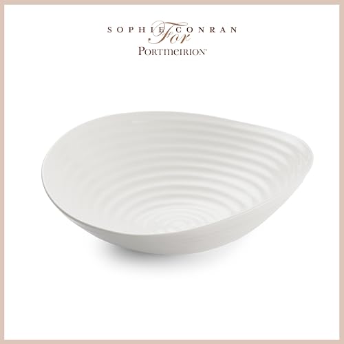 Image of Portmeirion Sophie Conran White Medium Salad Bowl, 11 Inch Serving Dish for Pasta, and Fruit, Made from Fine Porcelain, Tableware for Buffet, Kitchen & Dining, Hosting & Gift