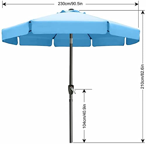 Image of ABCCANOPY 7.5ft Scalloped Patio Umbrella, Outdoor Table Umbrella with Tilt and Crank, Fiberglass Ribs Deck Umbrella for Patio, Pool, Garden, Picnic (Turquoise)