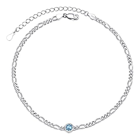 PROSILVER Anklets for Women Waterproof Summer Jewelry Figaro Anklets Sterling Silver Anklet Cover