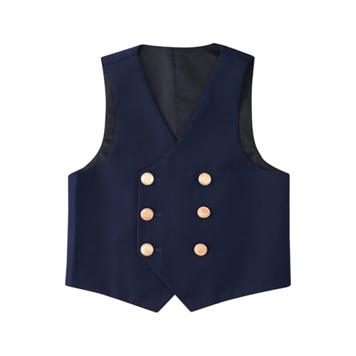 Boy's Slim Fit Formal Suit Vests with Double-Breasted for Gentlemen Classic Dresswear Wedding Ring Bearer Outfit