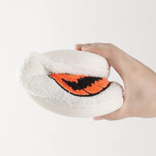 Image of Halloween Pumpkin Slippers for Womens Mens Plush Warm Spooky Lantern Pumpkin Slippers House Shoes