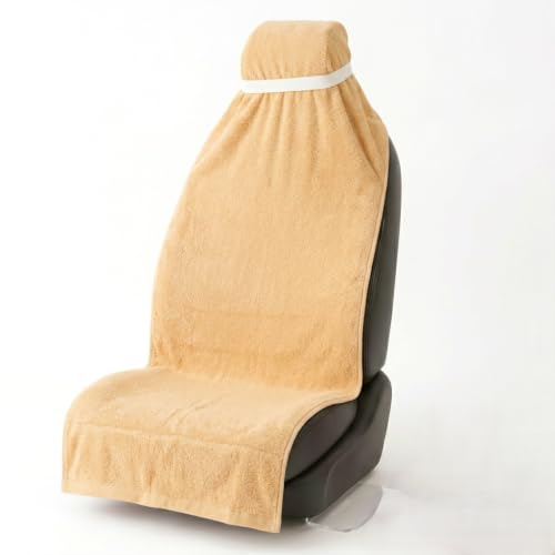 Image of VVIP BAGDA 100% Cotton Car Towel Seat Cover, Front & Rear, Pack of 1, 3 Line Pattern (Gold)