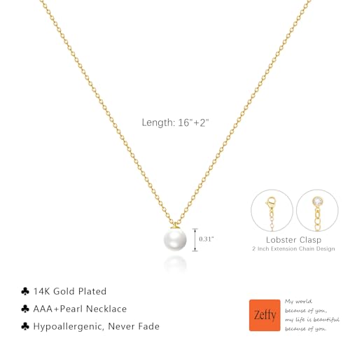 Image of Zeffy Gold Pearl Necklace for Women, Dainty 14K Gold /Silve Plated Layered Pearl Choker Pearl Earrings Pearl Bracelets Wedding Trendy Gold Jewelry Set for Women Gifts