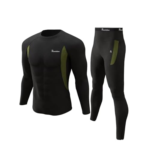 romision Thermal Underwear for Men Long Johns Fleece Lined Hunting Gear Bottom Top Set Base Layer for Cold Weather Gift