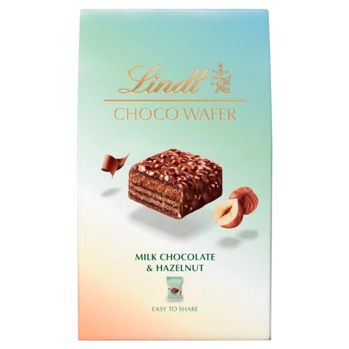 Lindt Choco Wafer Milk Chocolate & Hazelnut Box | 135g | Contains 9 Milk Chocolate & Hazelnut Choco Wafers | Gift Present or Sharing Box for Him and Her | Mothers Day Birthday Thank you