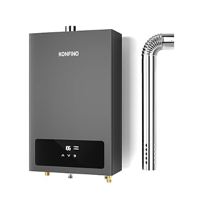 Konfino Indoor Natural Gas Tankless Water Heater - Up to 4.3 GPM, 102,000 BTU for 3-4 Water Point Use, On Demand Instant Hot Water Heater with Smart Digital Display, Multi-Protections & Alarm System