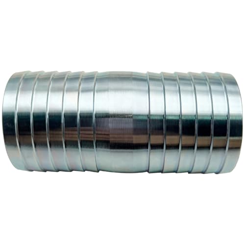 Image of SAFBY 2 inch Stainless Steel Hose Barb Fitting - Straight Barbed Splicer Mender Coupler with 4PCs Hose Clamps (304 SS) for Oil, Water