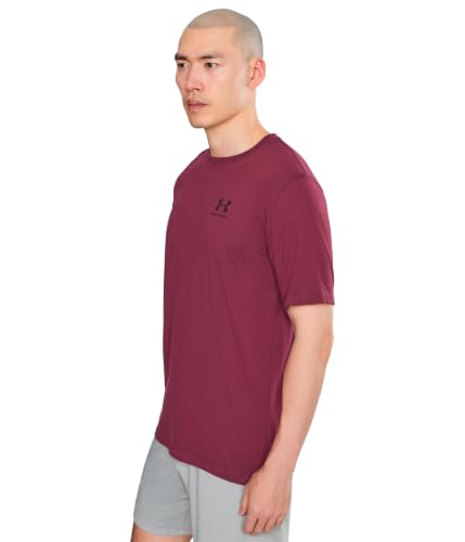 Image of Under Armour Mens, Sportstyle Left Chest Short Sleeve, Vintage Maroon /Black, Large