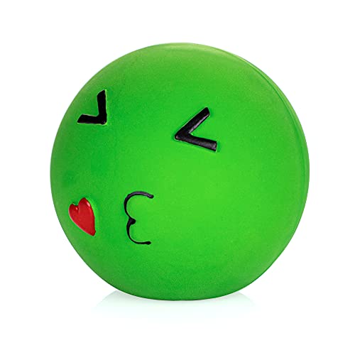 Chiwava 3 Stück 2,8 Zoll Latex Quietschendes Hundespielzeug Smiley Gesicht Runde Bälle Interaktives Abrufspiel für kleine mittlere Hunde Sortierte Farbe