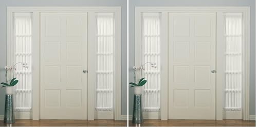 Image of No. 918 Emily Sheer Voile Rod Pocket Door Sidelight Curtain Panel, 28 inch W x 72 inch L, Eggshell (Pack of 2)
