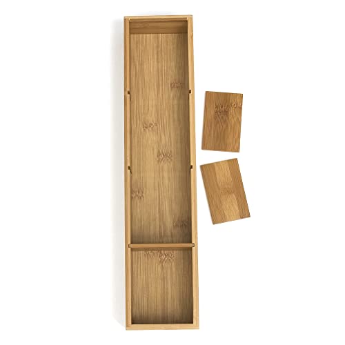 Image of Lipper International Bamboo Drawer Organizer with 3 Removable Dividers, Brown (Pack of 6)