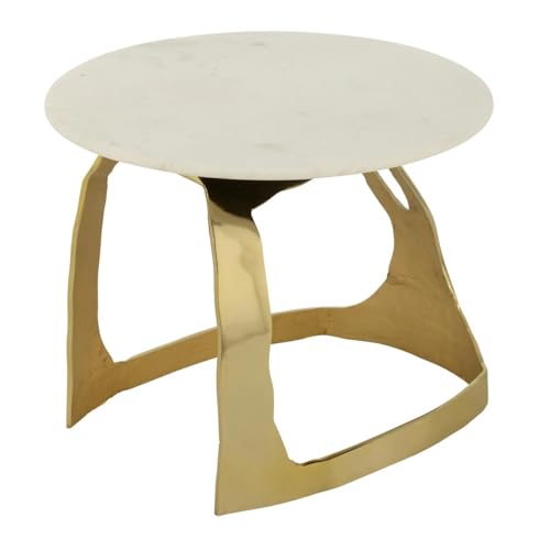 Paris Prix Table d'Appoint Design Bettye 50cm Blanc & Doré