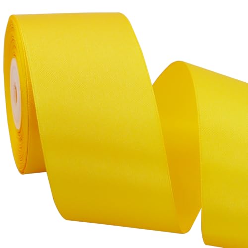 TONIFUL 5cm x 20M Gelb band breit geschenkband große schleife satinband für auto Bogen Schleifen Partydekoration Stuhl Hochzeit Der Valentinstag Geschenkverpackungen Strauß geschenkband