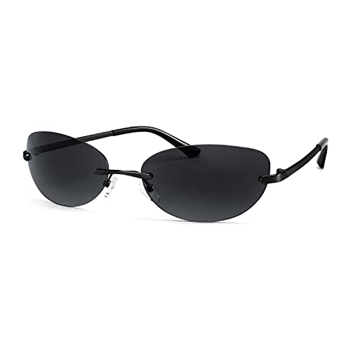 FEISEDY Rimless Oval Y2K Sunglasses