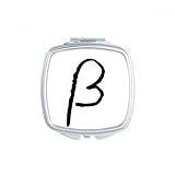 Tamaño: 6 cm x 6 cm x 0,8 cm Alfabeto griego Beta negro silueta cuadrada compacto Maquillaje espejo de bolsillo portátil cute pequeña mano espejos regalo