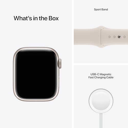 Image of Apple Watch Series 7 [GPS + Cellular 41mm] Smart Watch w /Starlight Aluminum Case with Starlight Sport Band. Fitness Tracker, Blood Oxygen & ECG Apps, Always-On Retina Display, Water Resistant