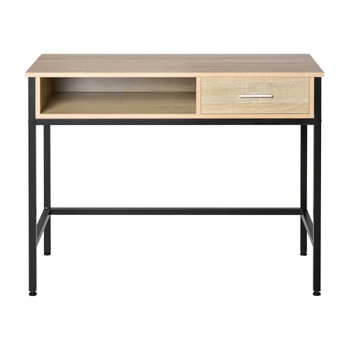 HOMCOM Bureau avec Rangement Table Bureau Industriel Bureau Ordinateur avec tiroir châssis métal...