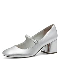 MARCO TOZZI Damen Mary Janes mit Riemen mit Blockabsatz, Silber (Silver), 38 EU