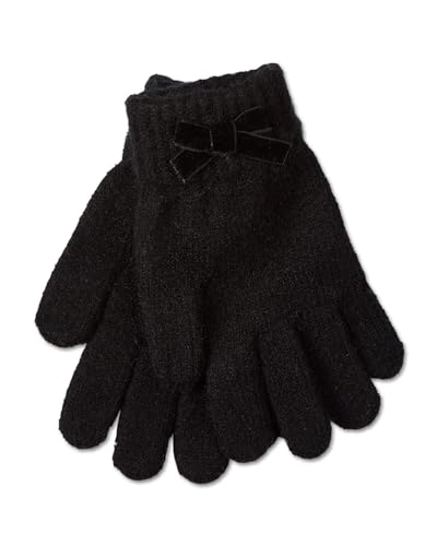 MeMoi Girls Bow-Trimmed Rayon-Blend Cozy Cuffed Knit Gloves